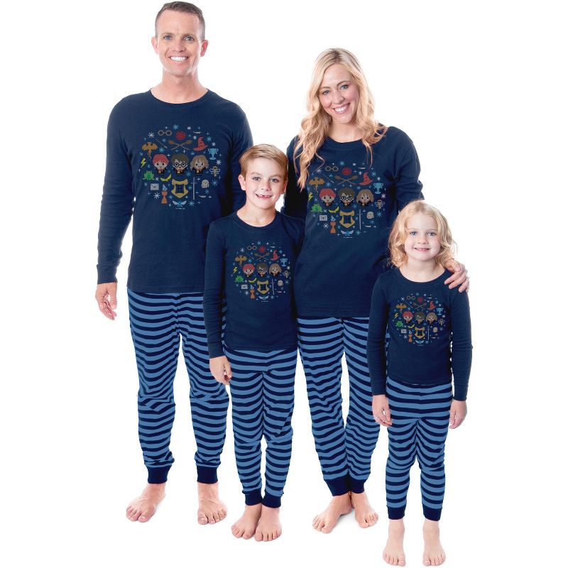 Harry Potter Golden Trio Icons Sweater Tight Fit Family Pajama Set, 1 of 5