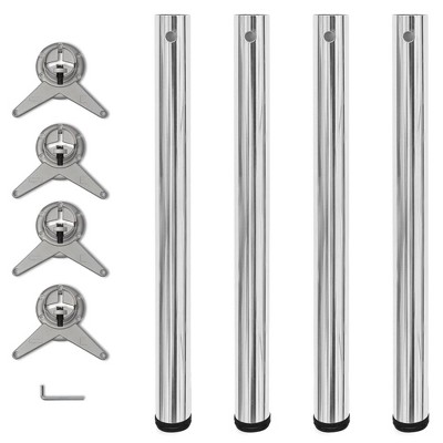 vidaXL 4 Height Adjustable Table Legs Chrome 28"