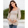 Coolmee Women's Maternity Shirts  Puff Long Sleeve Shirt Square Neck Casual Smocked Tunic Tops Spring Fall Clothes - 3 of 4