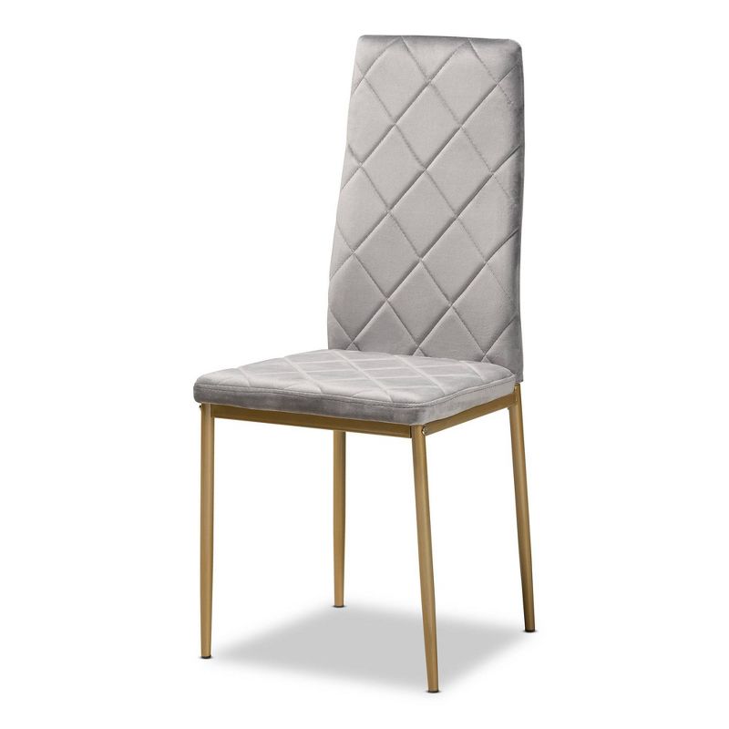 4pc Blaise Velvet Fabric Upholstered and Metal Dining Chair Set - Baxton Studio, 3 of 10