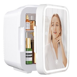 YASHE 4L Mini Skincare Fridge with LED Mirror, Cooler & Warmer, Portable, for Makeup, Cosmetics, Food, Bedroom, Vanity, Office, Car — White - 1 of 4