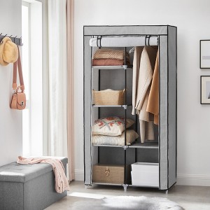 Portable Closet, Clothes Storage Organizer with 6 Shelves, 1 Clothes Hanging Rail, Non-Woven Fabric Closet 34.6 x 17.7 x 66.1 Inches - 1 of 4