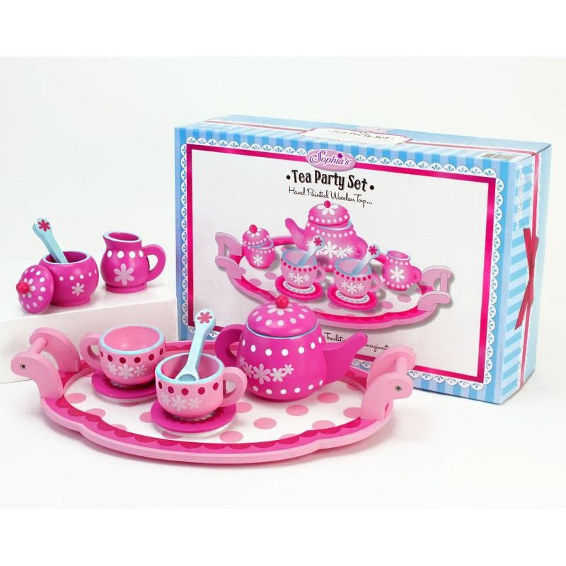 Sophia’s 10 Piece Wooden Tea Party Set, Pink, 3 of 10