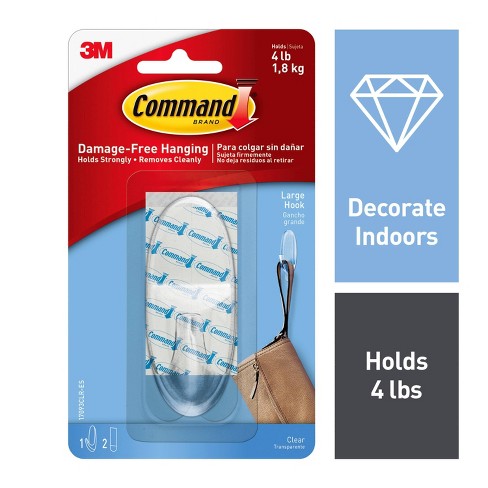 Command Large Sized Decorative Hook with Strips Clear - image 1 of 4