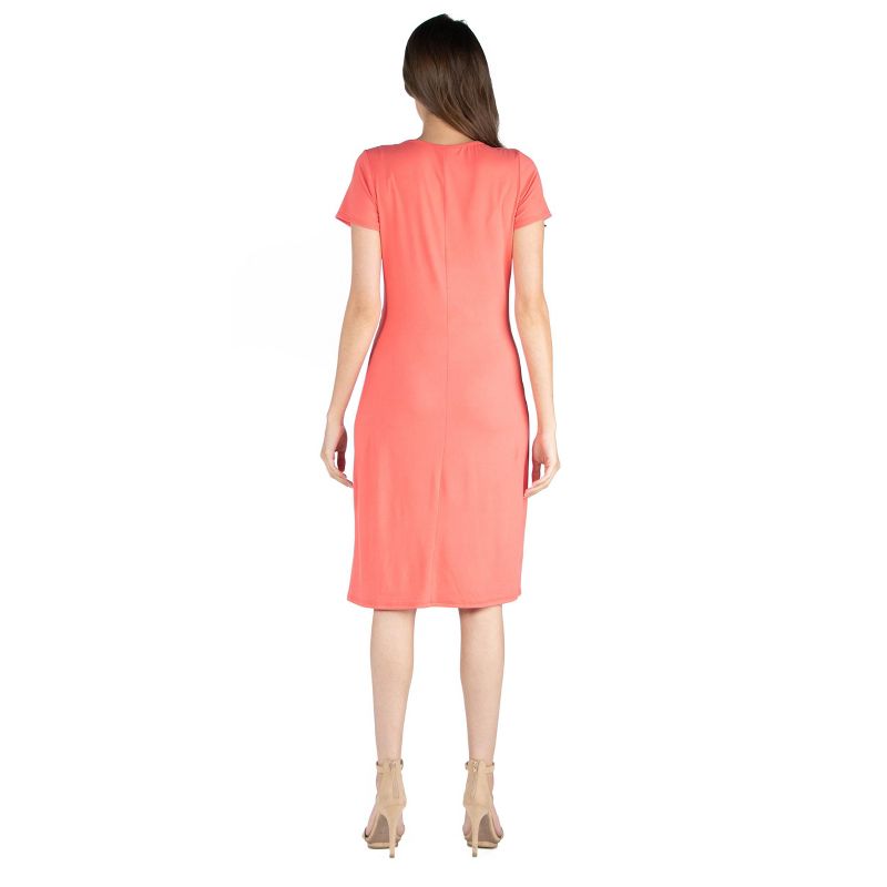 24seven Comfort Apparel Womens Short Sleeve Knee Length Dress, 3 of 5