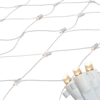 Northlight 2' x 8' Warm White LED Wide Angle Net Style Column Wrap Christmas Lights, White Wire