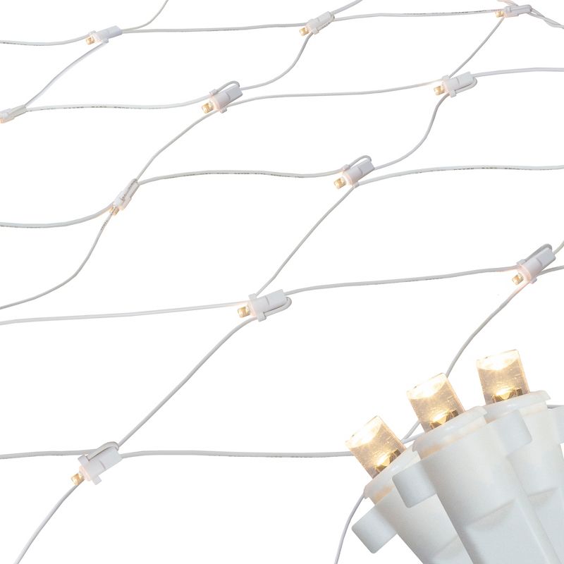 Northlight 2' x 8' Warm White LED Wide Angle Net Style Column Wrap Christmas Lights, White Wire, 1 of 6