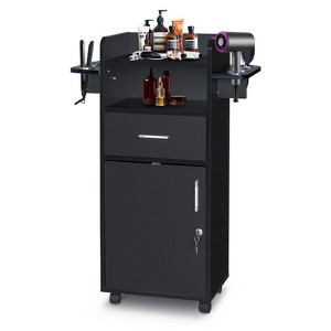 Karl Home Beauty Storage Trolley Salon Cart Black - 1 of 4