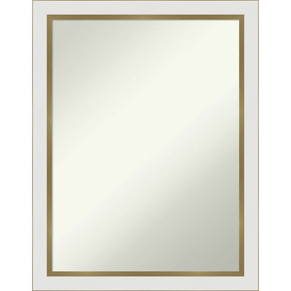 Photos - Wall Mirror 21" x 27" Non-Beveled Eva White Gold Narrow  - Amanti Art
