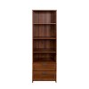 SEVOBAL Decorative Bookshelf 4 Shelf Bookcase with Drawers Adjustable Storage for Home Office Living Room Study, Brown, 15.75"*23.62"*70.87" - 2 of 4