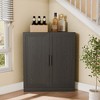 Spassway Black Kitchen and Dining Cabinets Small Corner Wine Bar Cabinet with Adjustable Shelves Kitchen Buffet Sideboard for Dining Room Living Room - 3 of 4