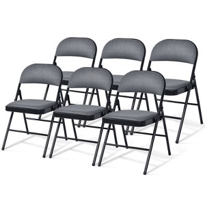 Tangkula 6 Pack Folding Chairs Fabric Dining Chair Set with Padded Seat & Metal Frame Upholstered Commercial Seat Gray - 1 of 1