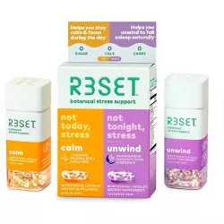 R3SET Day Calm & Focus and Night Unwind & Restore, Stress & Occasional Anxiety Vegan Supplements - 28ct