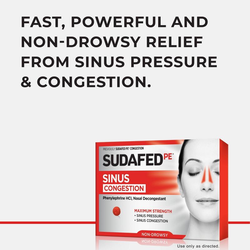 Sudafed PE Maximum Strength Congestion & Sinus Pressure Relief Tablets - 36ct, 4 of 9
