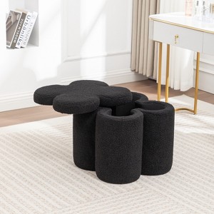 SEYNAR Modern Glam Teddy Velvet Flower Shape Storage Ottoman - 1 of 4
