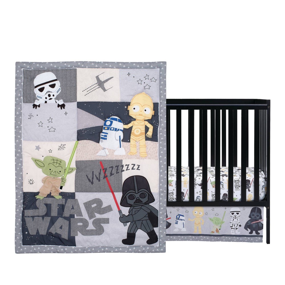 Lambs & Ivy Star Wars Classic Baby Crib Bedding Set - Yoda/Darth Vader - 3pc