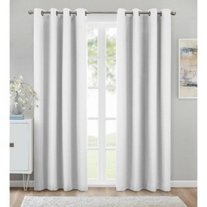 1pc 52"x84" Blackout Kona Curtain Panel White - Thermaplus: Modern Energy Efficient, Thermal Insulated, Noise Reduction - 1 of 4