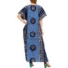 LA LEELA Women's Summer Loose Caftan Maxi Night Evening Gown Loungewear Dashiki House Dresses for Women 3X-4X Blue, Floral - 3 of 4