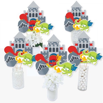 Big Dot of Happiness Calling All Knights and Dragons - Medieval Party or Birthday Party Centerpiece Sticks - Table Toppers - Set of 15