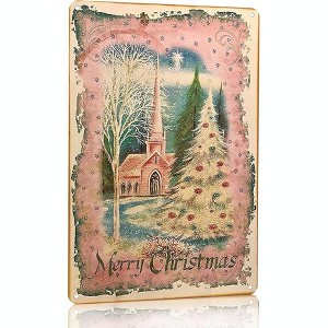 Lomsoe Vintage Christmas Sign - Rustic Pink Tin Sign For Home, Farmhouse, Kitchen, Cafe, Bar Wall Decor Christmas Gift - 8 x 12 Inch - 1 of 1