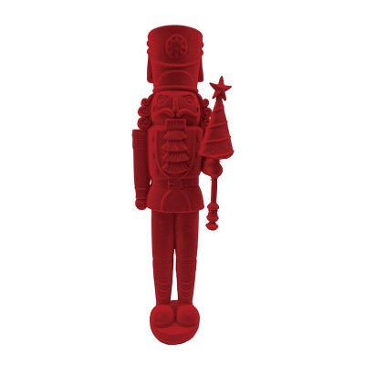 Transpac Resin Red Flocked Nutcracker Decor for Christmas Tabletop Decorative Objects Indoor Use Gift Giving and Hostess Gifts Spot or Wipe Clean Add