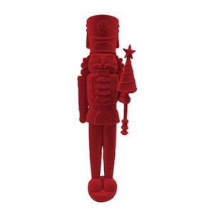 Transpac Red Flocked Nutcracker Decor for Christmas Tabletop Festive Holiday Decorative Object Gift for Hostess - 1 of 1