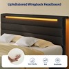 GREENSTELL Twin Bed Frame with Upholstered Headboard  and Charging Station & LED Lights Wood - 3 of 4
