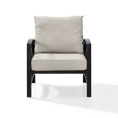 Kaplan Outdoor Steel Arm Chair with Cream Cushions