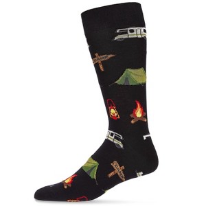 Memoi Men's Happy Camper Bamboo Blend Novelty Crew Socks - 1 of 4