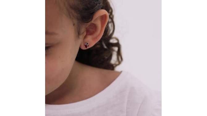Girl's Adorable Enamel Ladybug Screw Back Sterling Silver Earrings - In Season Jewelry, 2 of 9, play video