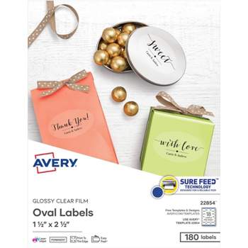 Avery Labels Oval 10UP Laser/Inkjet 1-1/2"x2-1/2" 180/PK Glossy CL 22854