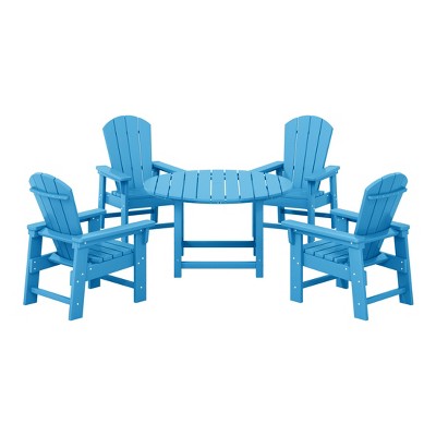 WestinTrends Malibu Kids 5-Piece HDPE Outdoor Patio Round Dining Table and Chairs Set