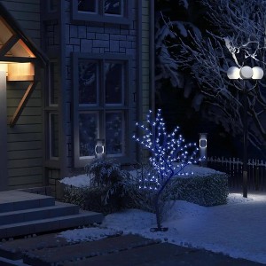 vidaXL 4 ft Artificial Christmas Tree - LED Light Blue Cherry Blossom - Indoor & Outdoor Holiday Decoration - 1 of 4