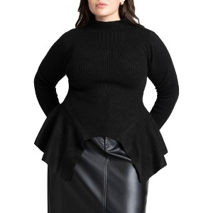ELOQUII Women's Plus Size Peplum Sweater - 1 of 4