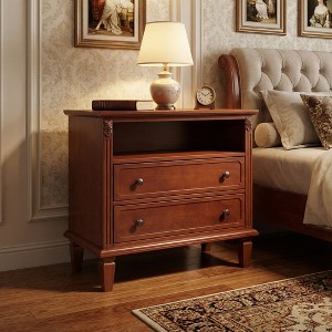 Airsurfer 2-Drawer Cherry Wood Nightstand Elegant Cherry Wood Nightstand Bedroom Furniture for Bedroom Storage - 1 of 4