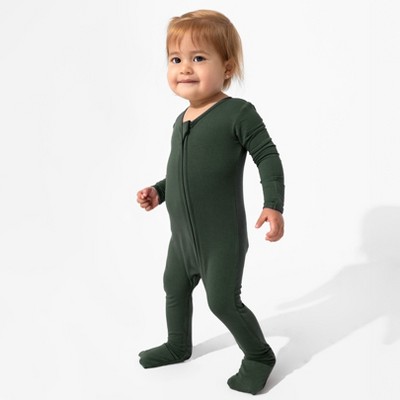 Bellabu Bear Baby Pine Green Bamboo Convertible Footie