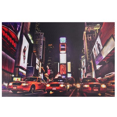 Northlight LED Lighted NYC Times Square Broadway Taxi Cabs Canvas Wall Art 15.75" x 23.5"