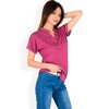 Anna-Kaci Women's Short Sleeve Button Front V-Neck Shirt - 3 of 4