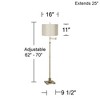 360 Lighting Swing Arm Floor Lamp Adjustable Height 70" Tall Antique Brass Off White Embroidered Hourglass Fabric Drum Shade Living Room - 4 of 4