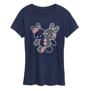 Women's - Instant Message - Two Bunnies Plushie Short Sleeve Graphic T-Shirt - 1 of 4