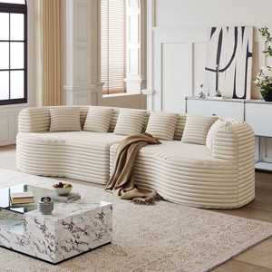 Okak Modern Oversized Curved Sectional Floor Futon Sofa for Living Room Bedroom,Memory Foam Rest Sofa with Comfy Backrest & Pillows - 1 of 4