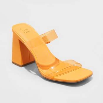 Women's Deanna Mule Heels - A New Day™ Mango Orange 11