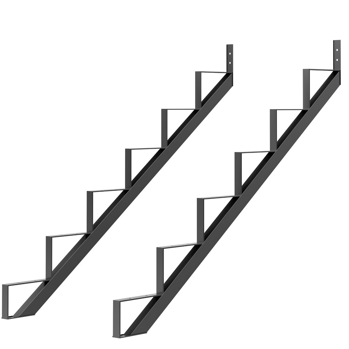 2 Pack Steel Step Stair Riser, 6 Step Stair Stringer for Deck Height 49.6 in, Heavy Duty Metal Stair Step Riser for Outdoor Steps and Outdoor Stairs - thumbnail 2
