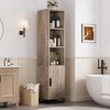 Tall Narrow Bathroom Cabinet with Adjustable Shelf, Freestanding Storage Organizer for Laundry Room and Living Room - 2 of 4