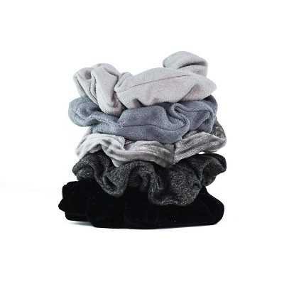 Kitsch Velvet Scrunchies - Black/Gray