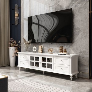 Famapy Media Console with Glass Doors Drawer Storage for Living Room TV Stand - 1 of 4
