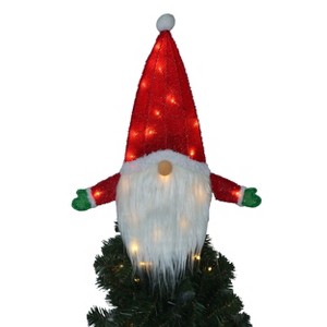 Season's Designs 20-Inch Santa Gnome Christmas Tree Topper Indoor Polyester Decoration in Red, Requires 3 AA Batteries (Not Included), On/Off Switch, - 1 of 1