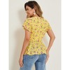 Allegra K Women's Floral Printed V Neck Short Sleeve Tie Waist Wrap Blouse - 3 of 4