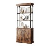 73" Tall Modern Bookshelf with Cabinet, 3 Tier Wooden Bookcase with Metal Frame, Freestanding Display Storage Cabinet for Bedroom, Living Room,Brown - 2 of 4