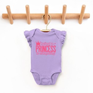 The Juniper Shop Being A Princess Is Exhausting Baby Flutter Sleeve Bodysuit - 1 of 2